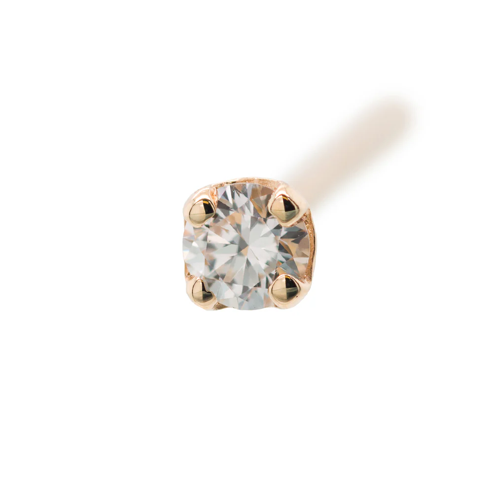 Four Prong Nostril Screw in Gold & Platinum with DIAMOND - Image 6