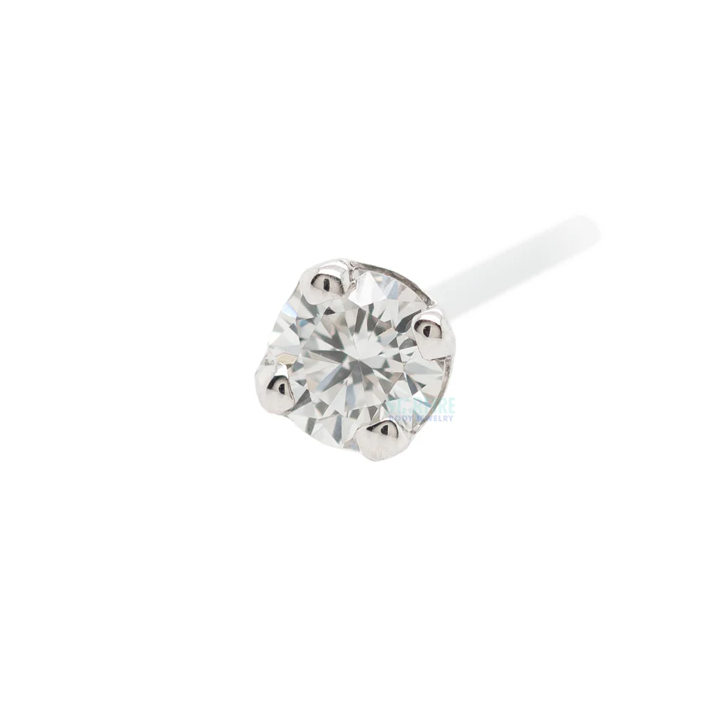 Four Prong Nostril Screw in Gold & Platinum with DIAMOND - Image 7
