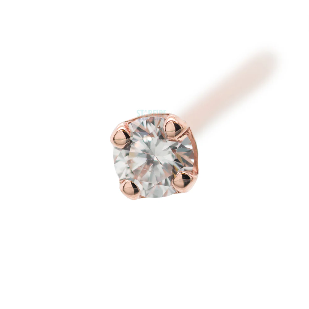 Four Prong Nostril Screw in Gold & Platinum with DIAMOND - Image 8