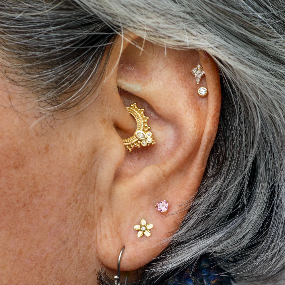 "Andromeda" Hinge Ring in Gold & Platinum with White CZ's - Image 3