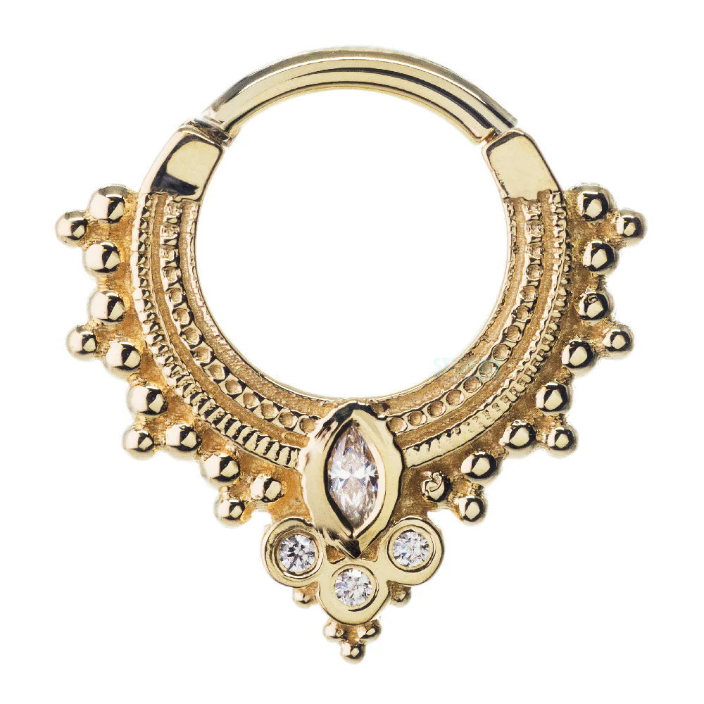 "Andromeda" Hinge Ring in Gold & Platinum with White CZ's - Image 5