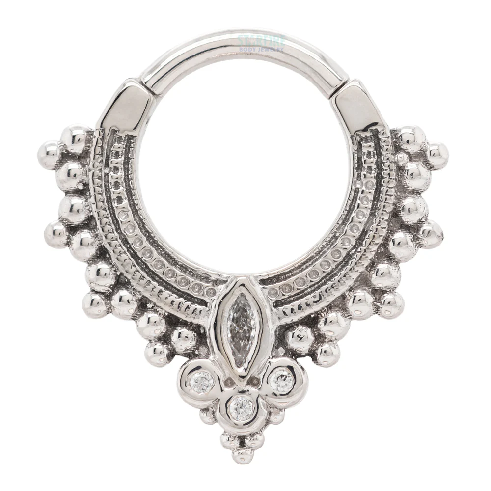 "Andromeda" Hinge Ring in Gold & Platinum with White CZ's - Image 6