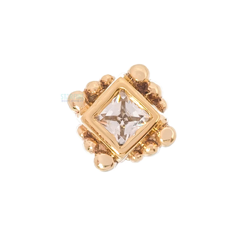 Beaded Princess Threaded End in Gold with White CZ - Image 3