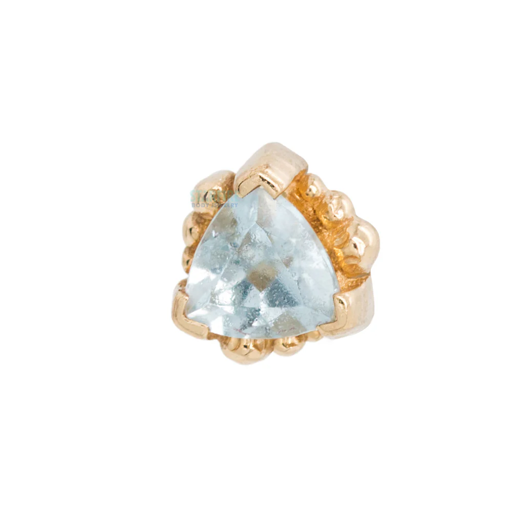 Beaded Trillion Threaded End in Gold with Aquamarine - Image 3