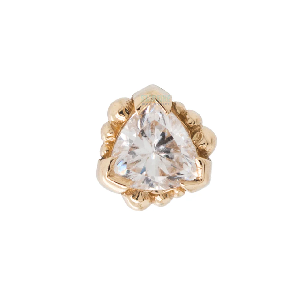 Beaded Trillion Threaded End in Gold with White CZ - Image 3