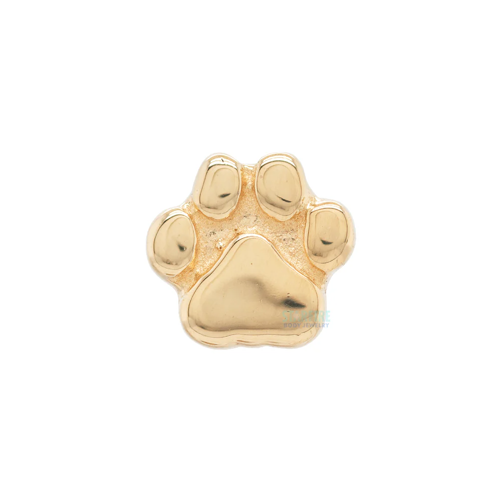 Flat Dog Paw Threaded End in Gold - Image 3