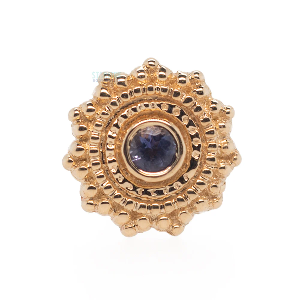 Round Afghan Threaded End in Gold with Iolite - Image 3