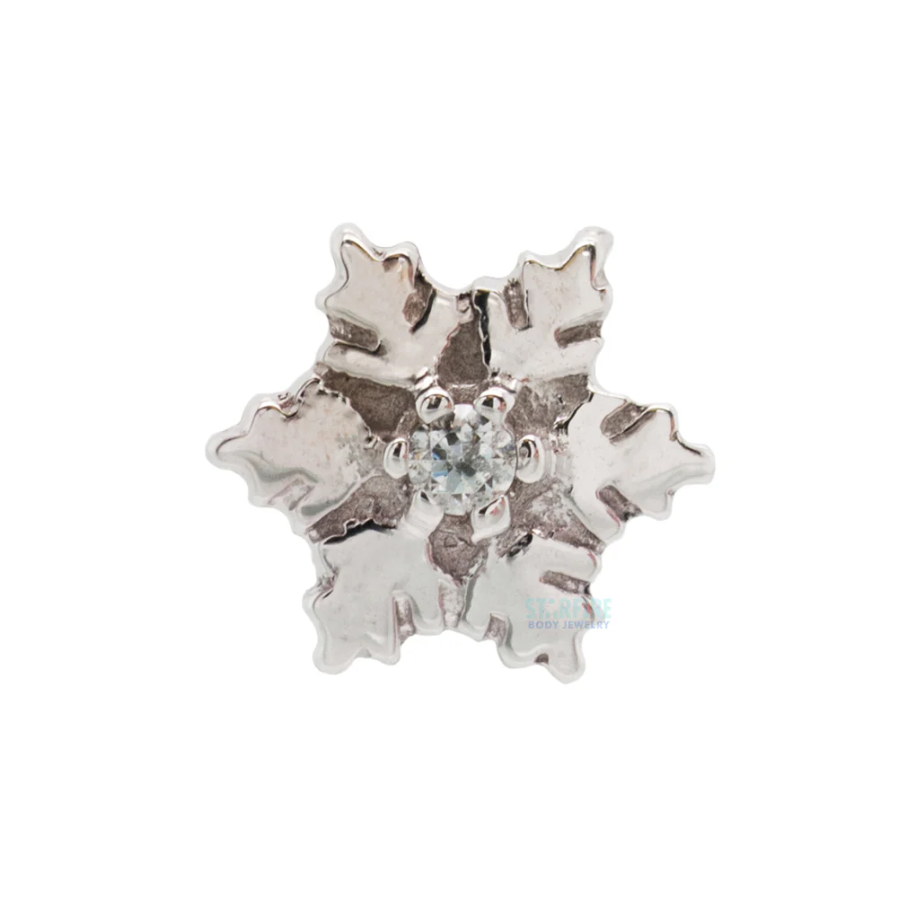 Snowflake Threaded End in Gold with White CZ - Image 3