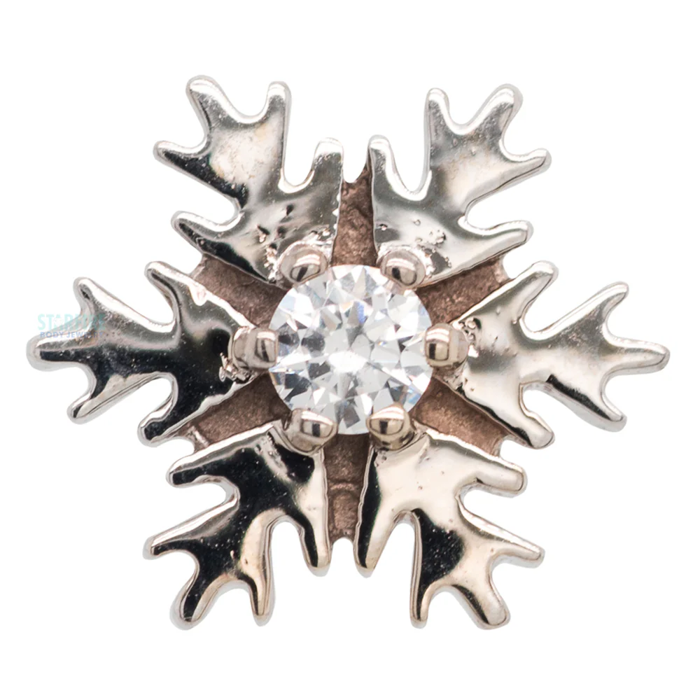 Snowflake Threaded End in Gold with White CZ - Image 5