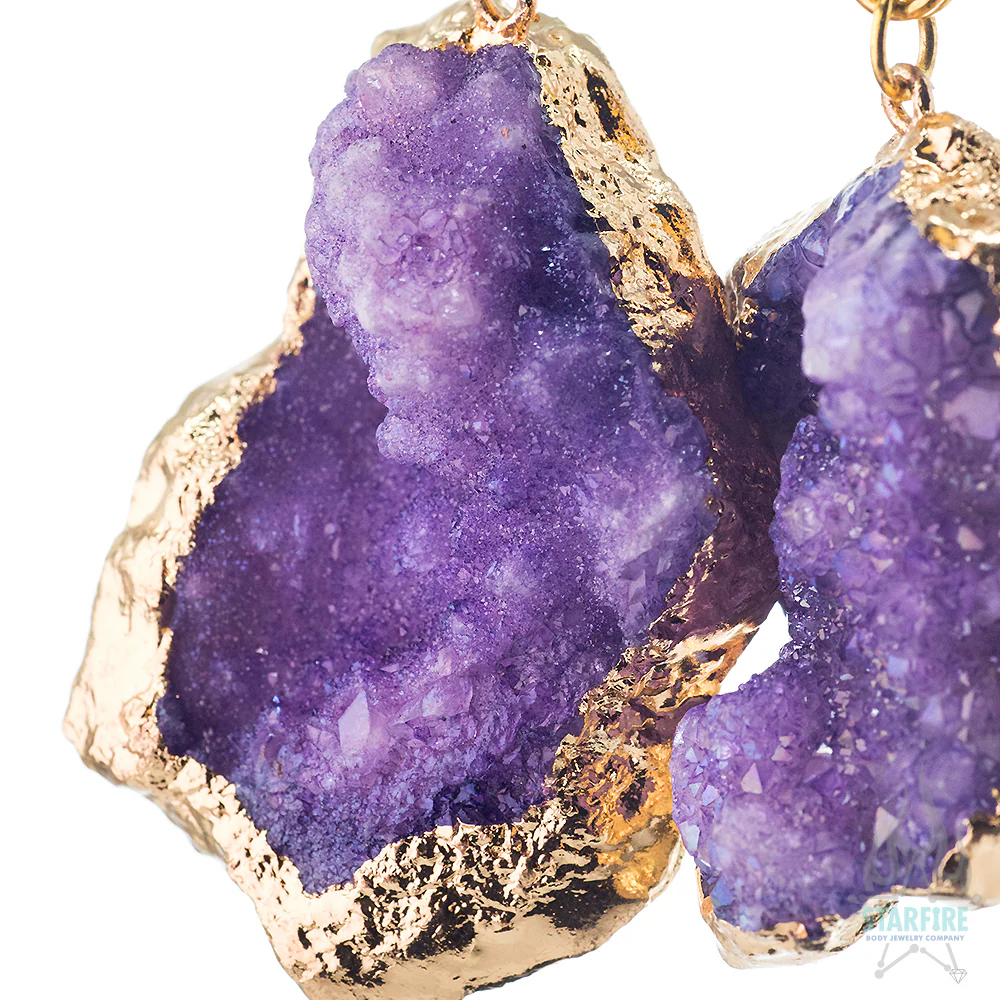 Crossovers with Gold Plated Druzy Rough Amethyst Weights - Image 3