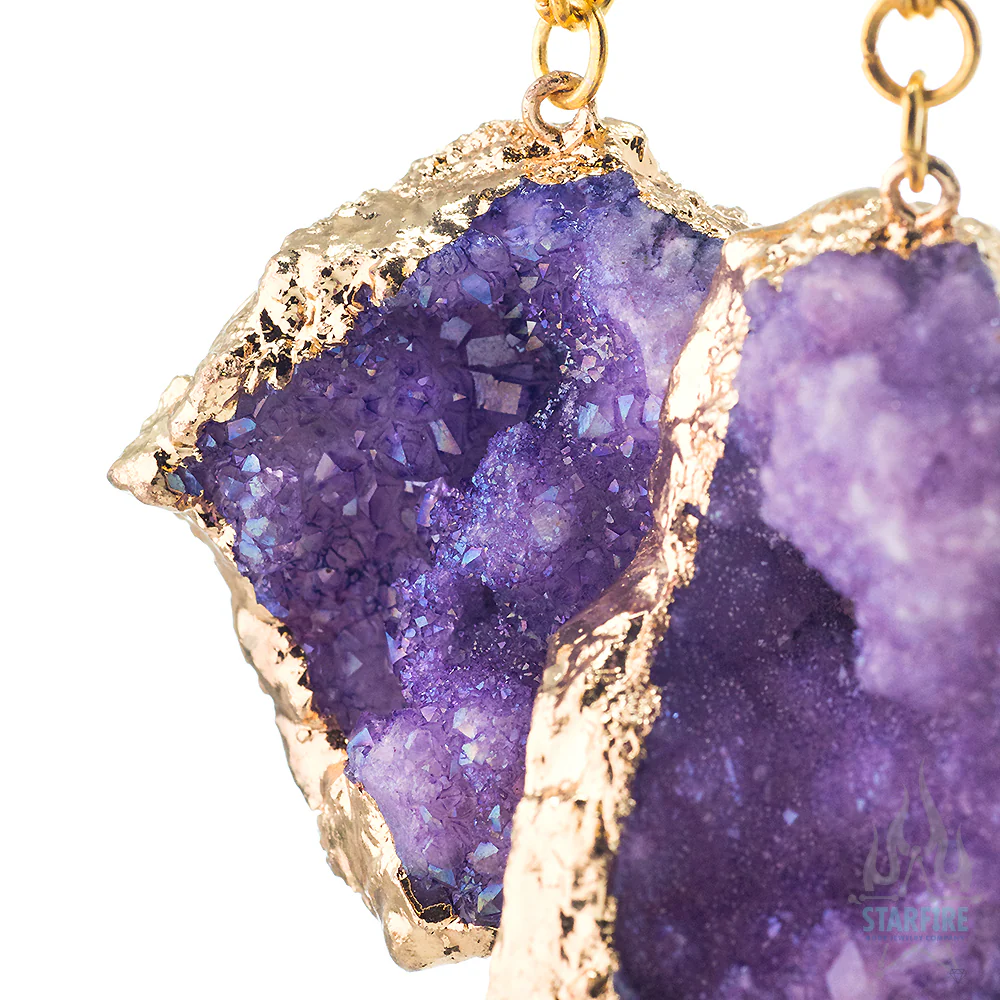 Crossovers with Gold Plated Druzy Rough Amethyst Weights - Image 4