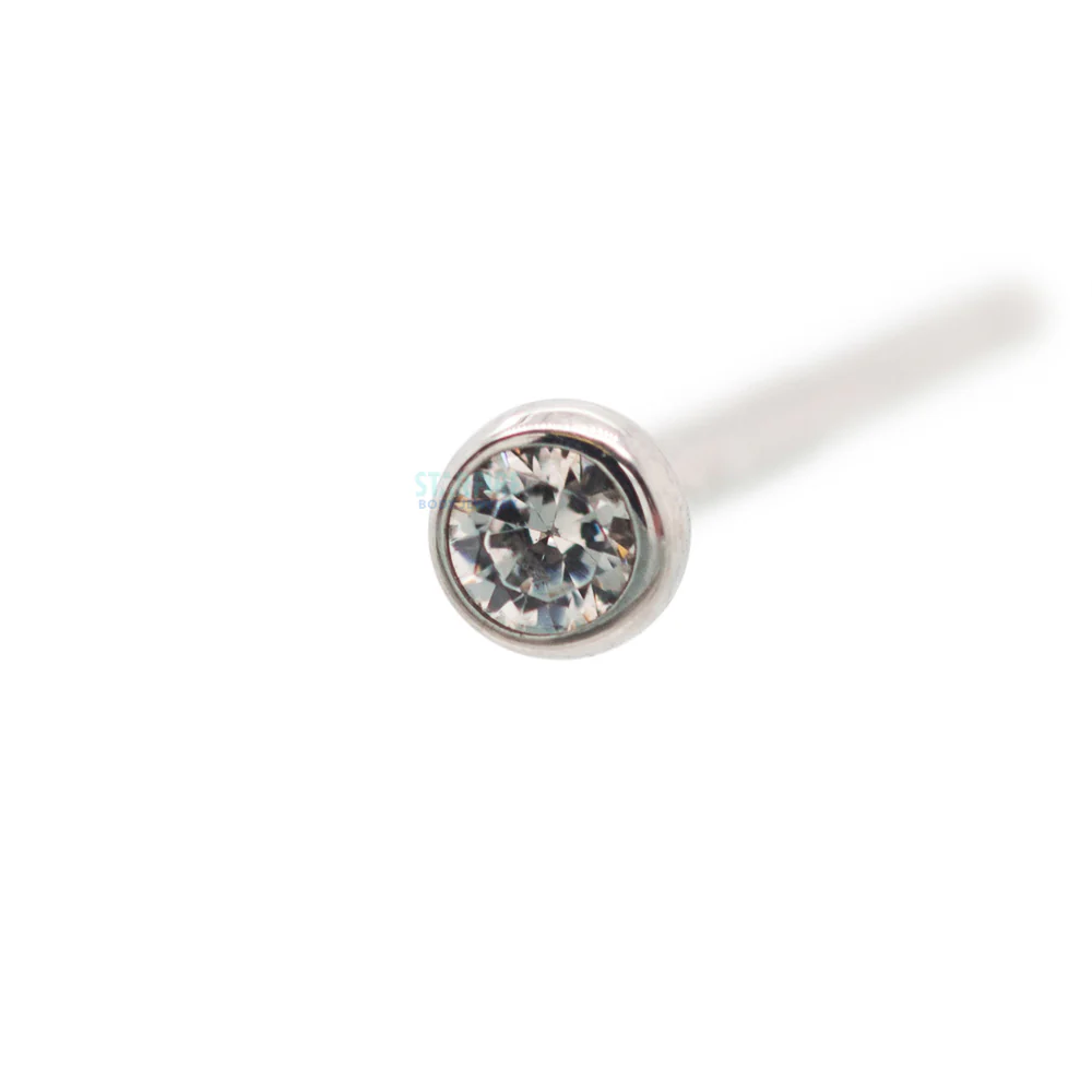 Demi Bezel-set Faceted Gem Nostril Screw - Image 11