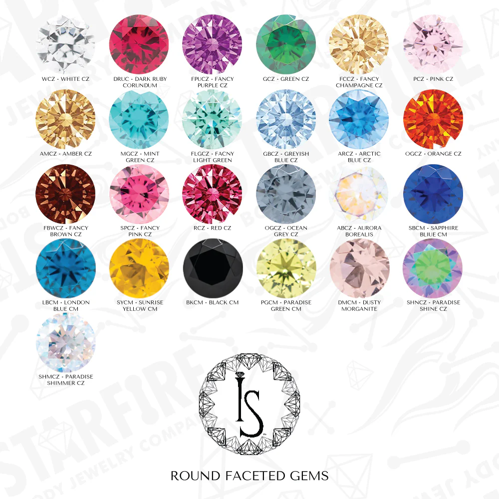 Demi Bezel-set Faceted Gem Nostril Screw - Image 4