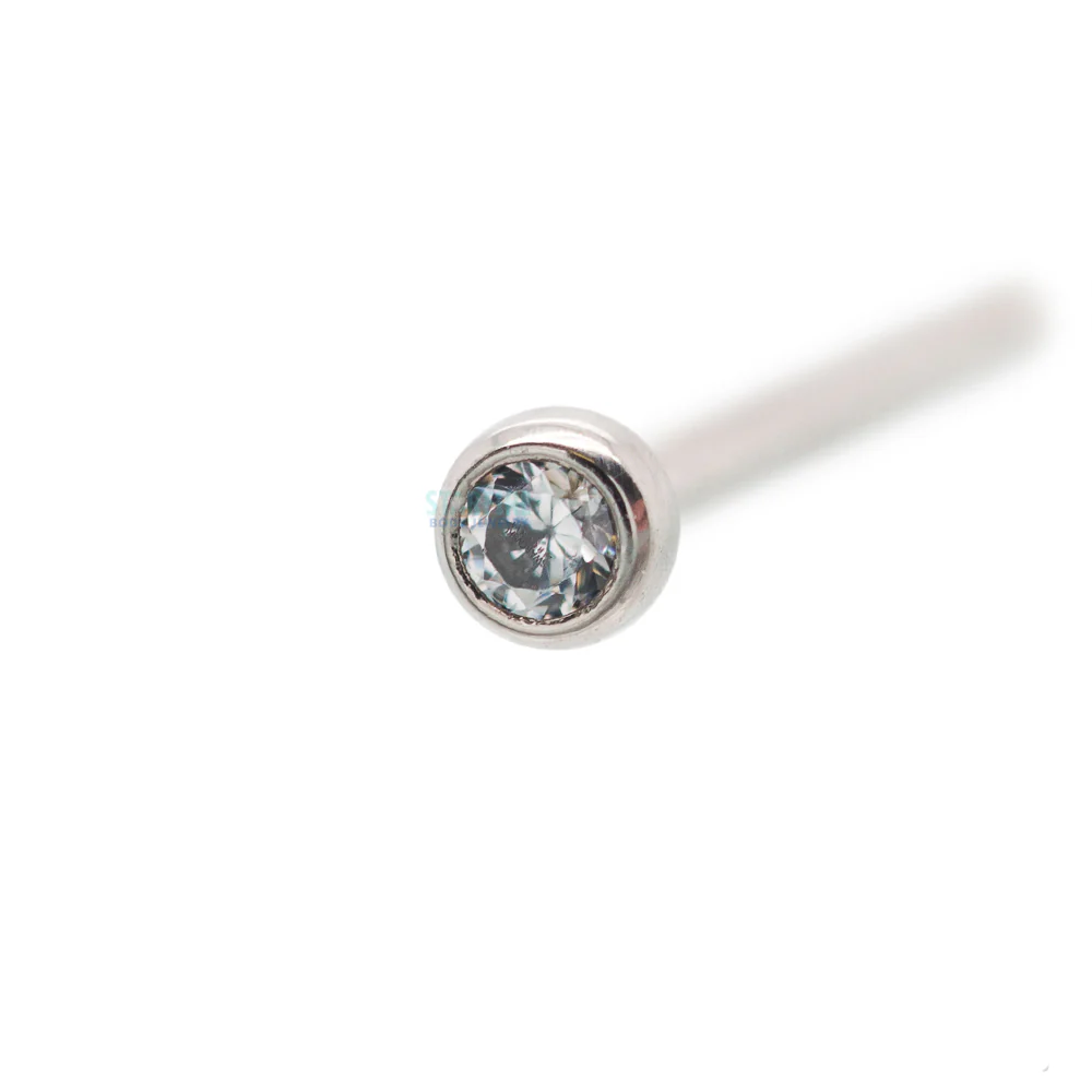 Demi Bezel-set Faceted Gem Nostril Screw - Image 5