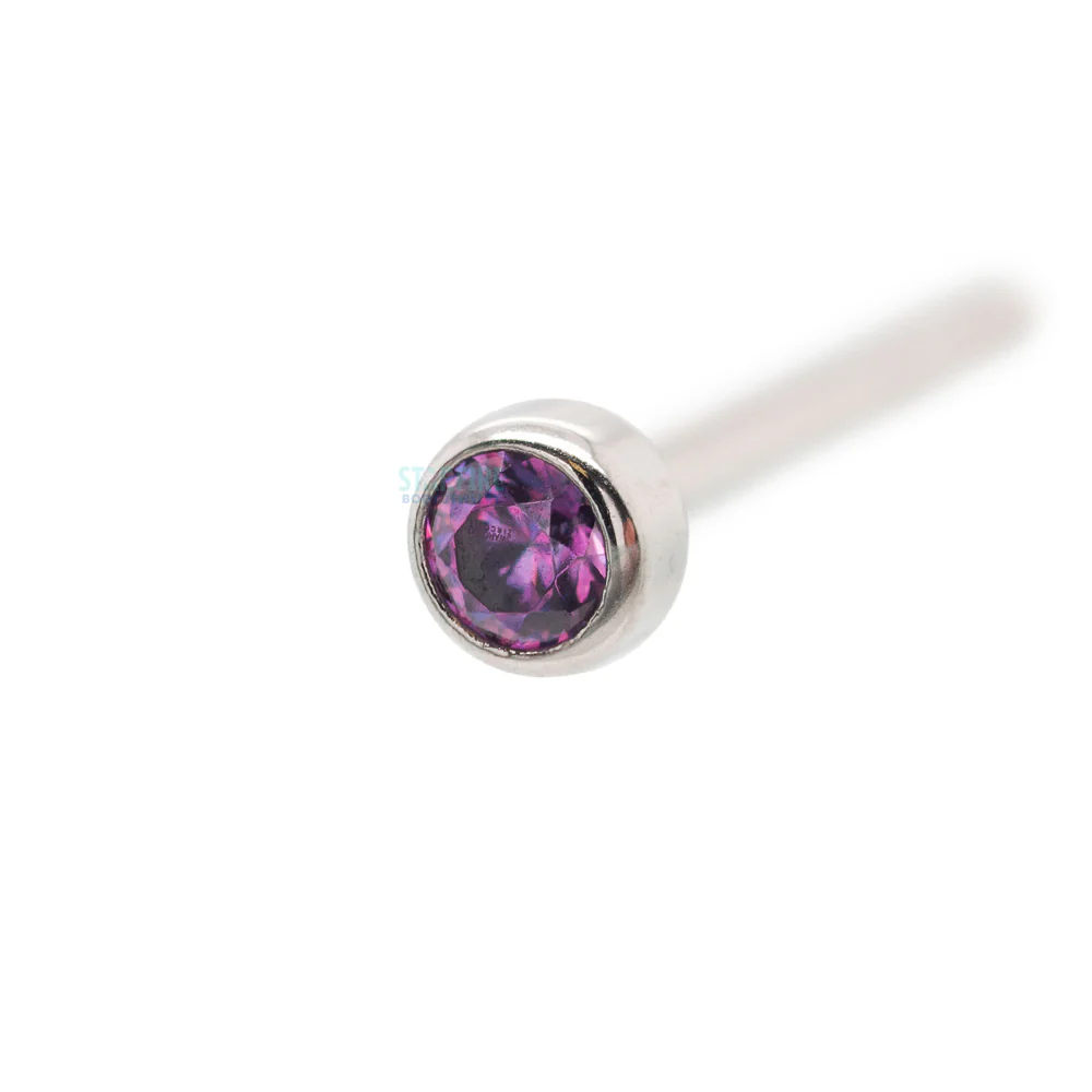 Demi Bezel-set Faceted Gem Nostril Screw - Image 8