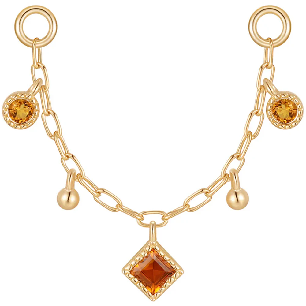 "Keepsake" Chain Attachment in Gold with Madeira Citrine - Image 3