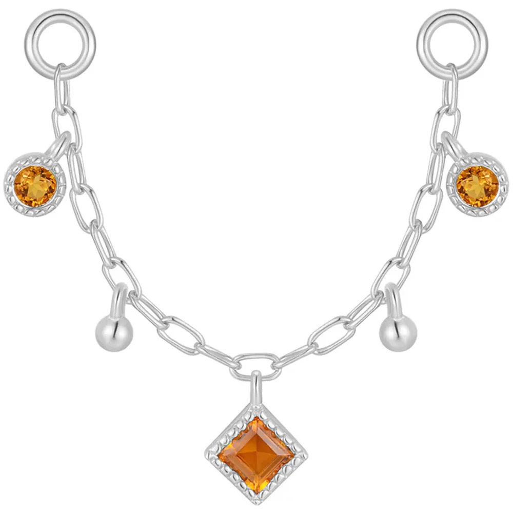"Keepsake" Chain Attachment in Gold with Madeira Citrine - Image 4
