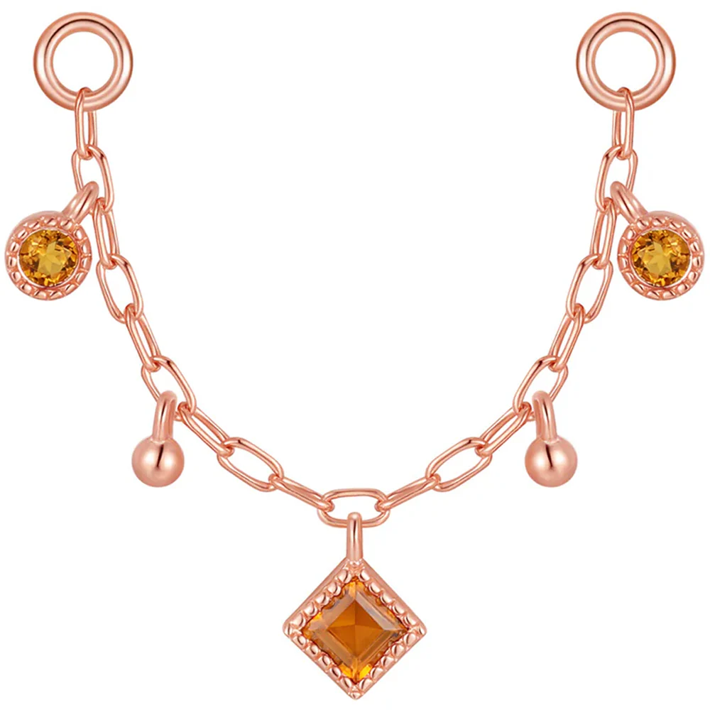 "Keepsake" Chain Attachment in Gold with Madeira Citrine - Image 5