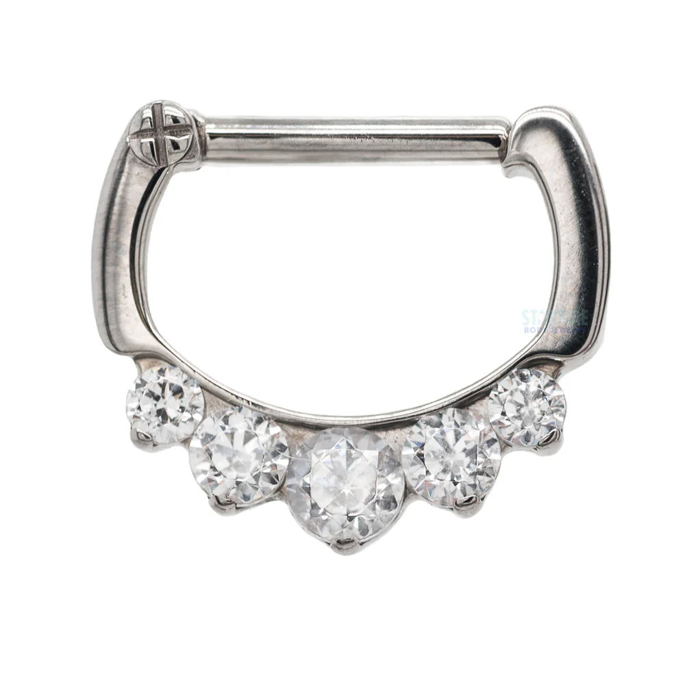 "Odyssey" Clicker #6 with 5 Graduated Faceted Gems - 16 ga. 5/16" post (longer) - Image 4