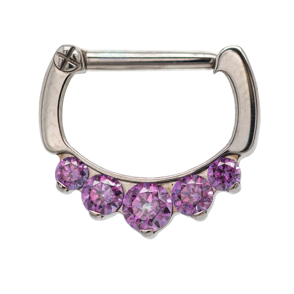 "Odyssey" Clicker #6 with 5 Graduated Faceted Gems - 16 ga. 5/16" post (longer) - Image 5