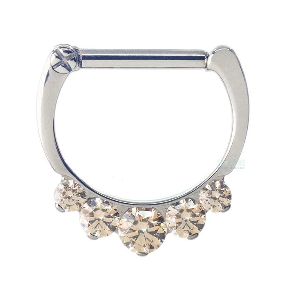 "Odyssey" Clicker #6 with 5 Graduated Faceted Gems - 16 ga. 5/16" post (longer) - Image 6