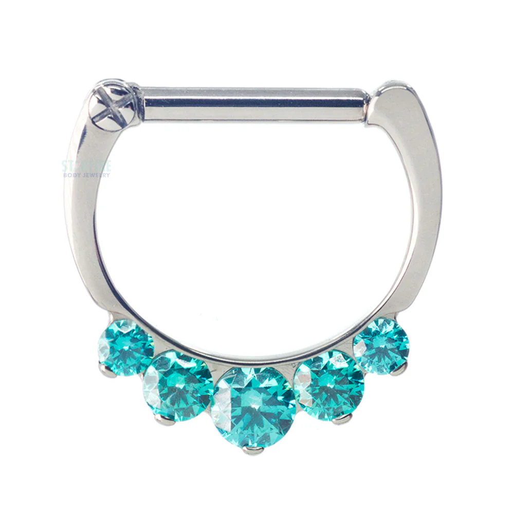 "Odyssey" Clicker #6 with 5 Graduated Faceted Gems - 16 ga. 5/16" post (longer) - Image 7