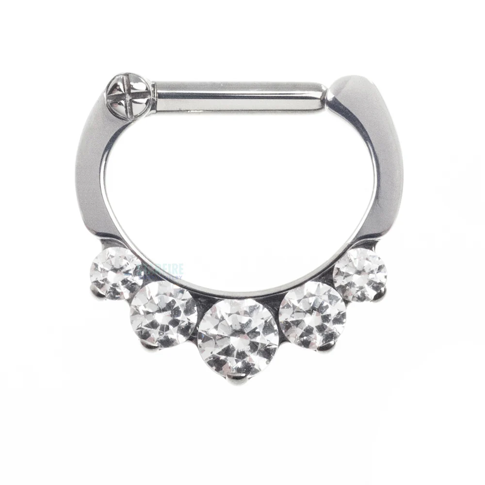 "Odyssey" Clicker #6 with 5 Graduated Faceted Gems- 16 ga. 1/4" post - Image 7