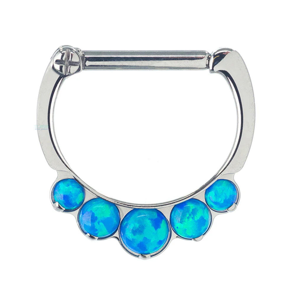 "Odyssey" Clicker #8 with 5 Graduated Opals - 16 ga. 5/16" post (longer) - Image 6