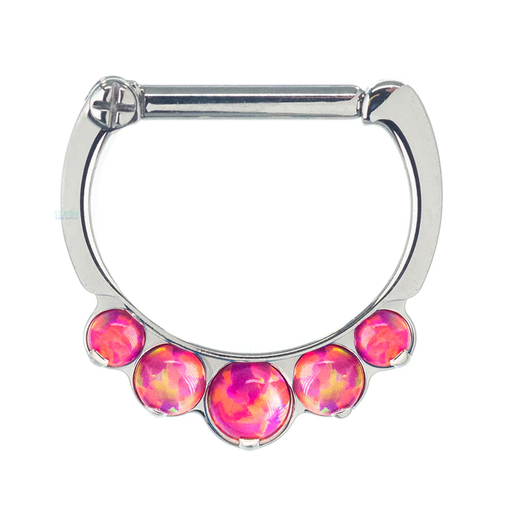 "Odyssey" Clicker #8 with 5 Graduated Opals - 16 ga. 5/16" post (longer) - Image 8