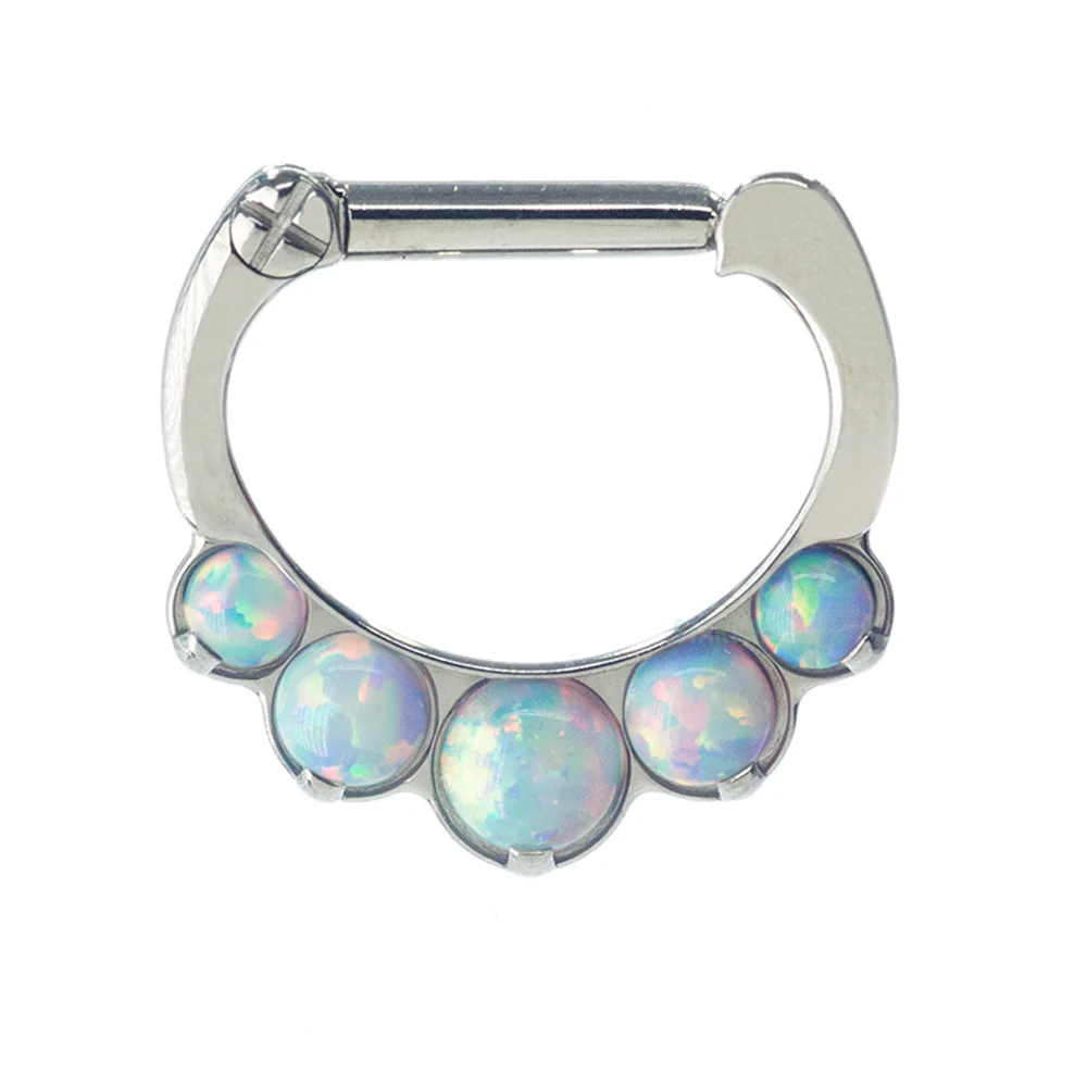 "Odyssey" Clicker #8 with 5 Graduated Opals - 16 ga. 1/4" post - Image 3