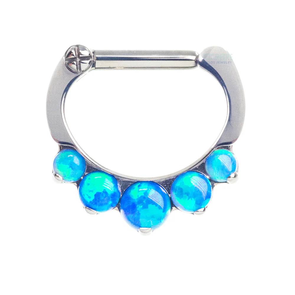 "Odyssey" Clicker #8 with 5 Graduated Opals - 16 ga. 1/4" post - Image 4