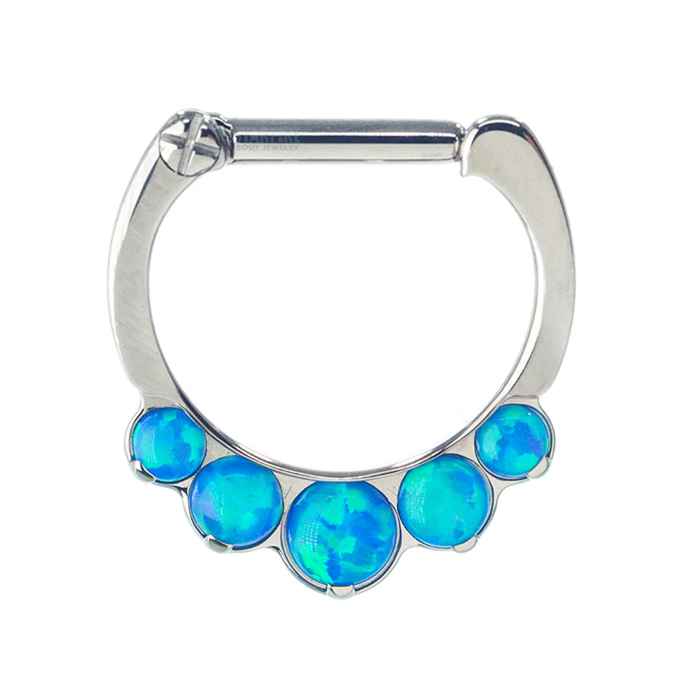 "Odyssey" Clicker #8 with 5 Graduated Opals - 16 ga. 1/4" post - Image 5