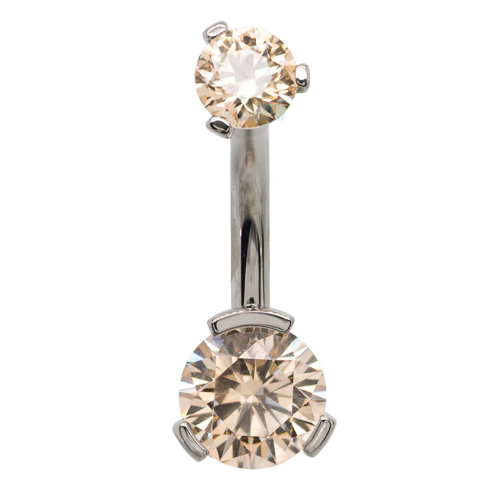 3 Prong-Set Faceted Gem Navel Curve - Image 12