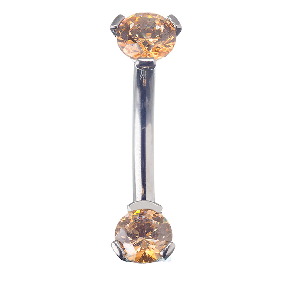 3 Prong-Set Faceted Gem Navel Curve - Image 17