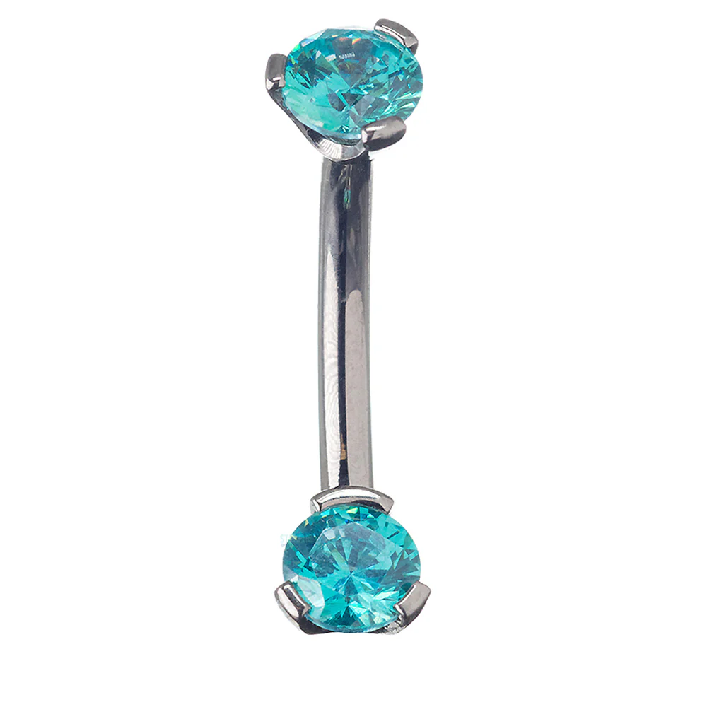 3 Prong-Set Faceted Gem Navel Curve - Image 19