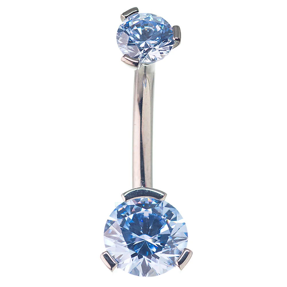 3 Prong-Set Faceted Gem Navel Curve - Image 22
