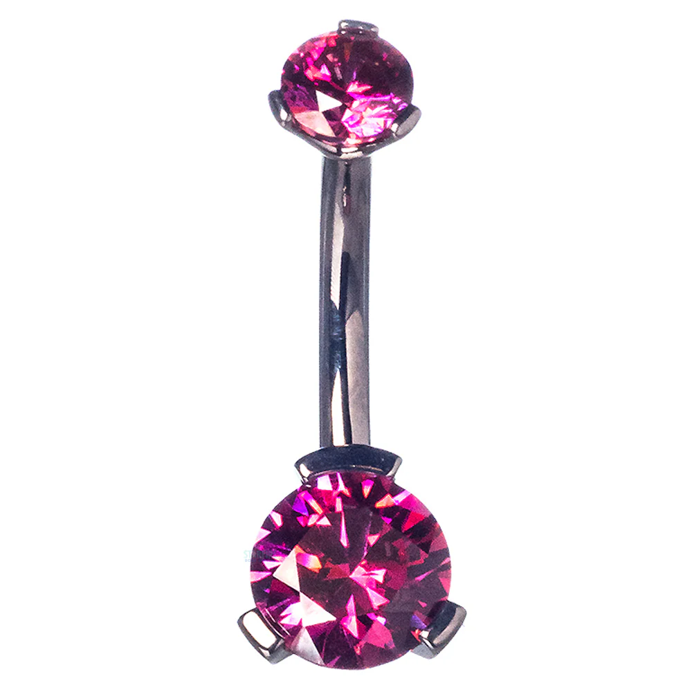 3 Prong-Set Faceted Gem Navel Curve - Image 32