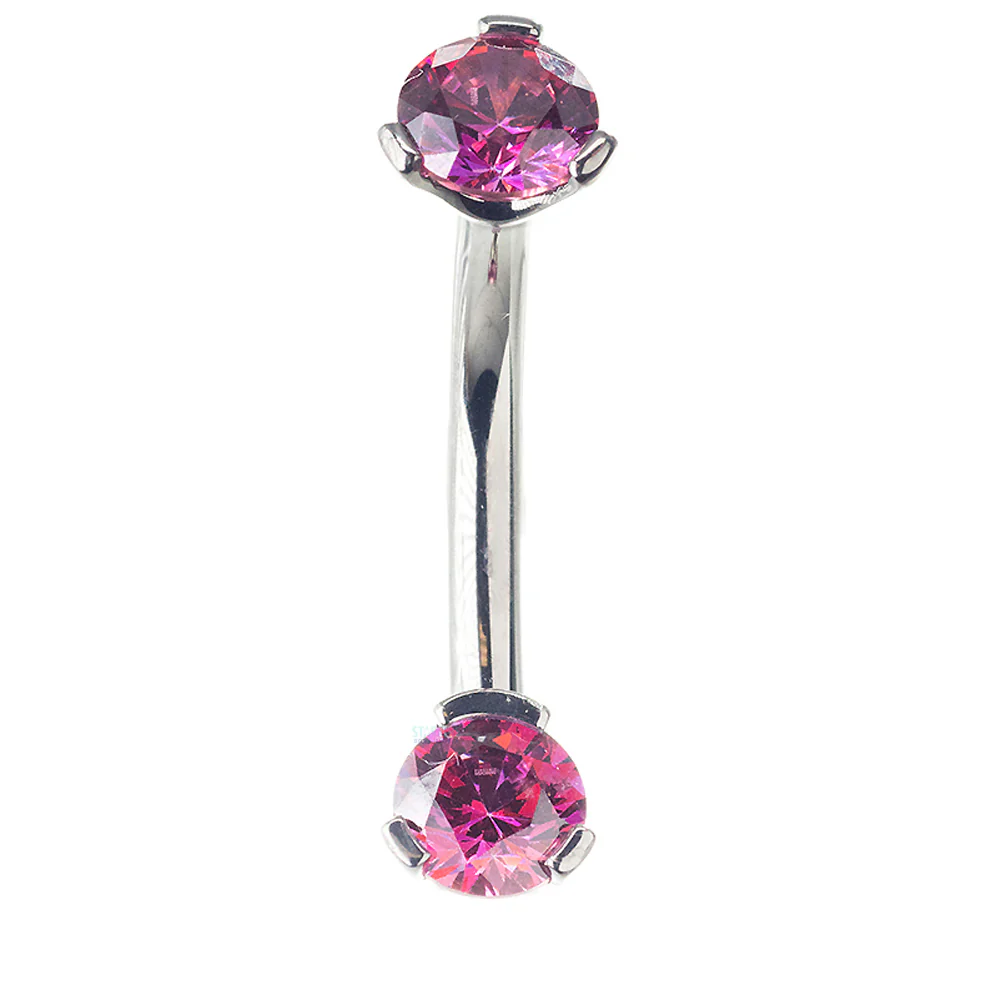 3 Prong-Set Faceted Gem Navel Curve - Image 33