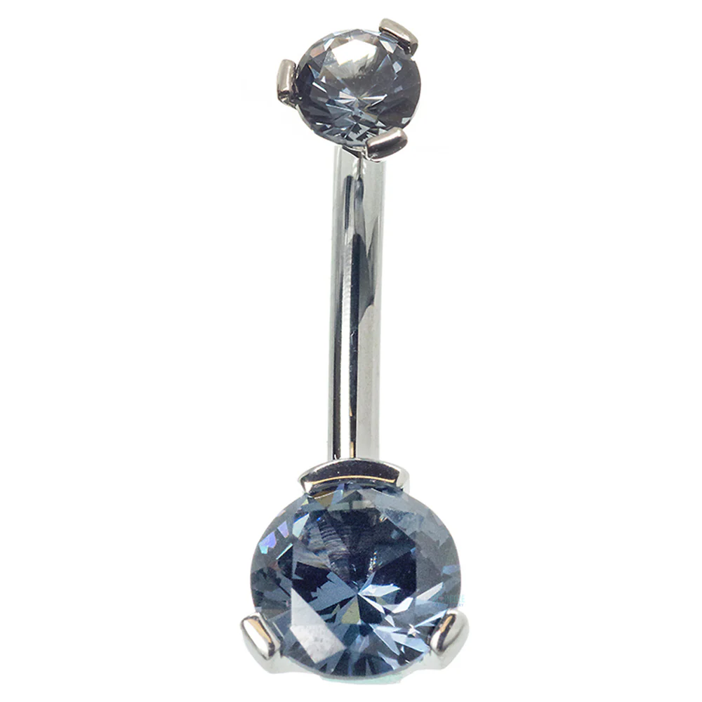 3 Prong-Set Faceted Gem Navel Curve - Image 34