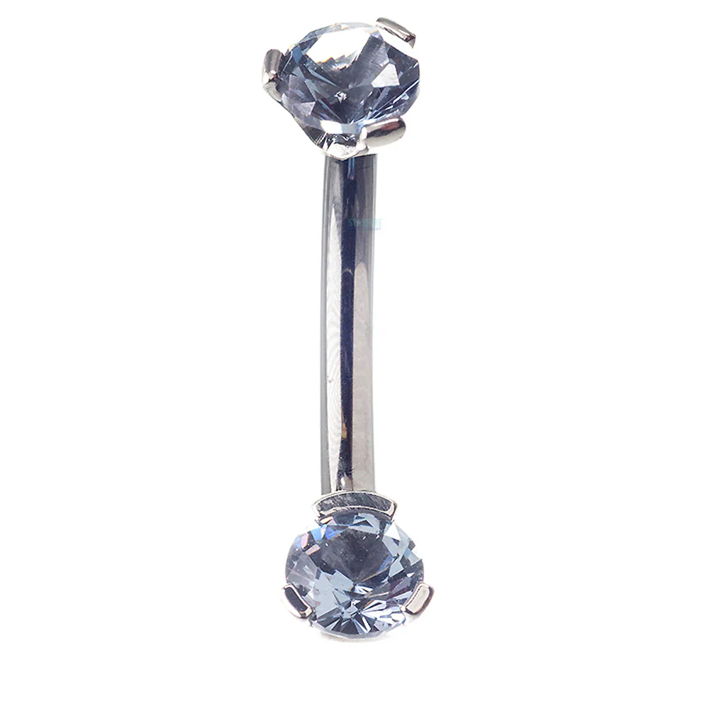 3 Prong-Set Faceted Gem Navel Curve - Image 35