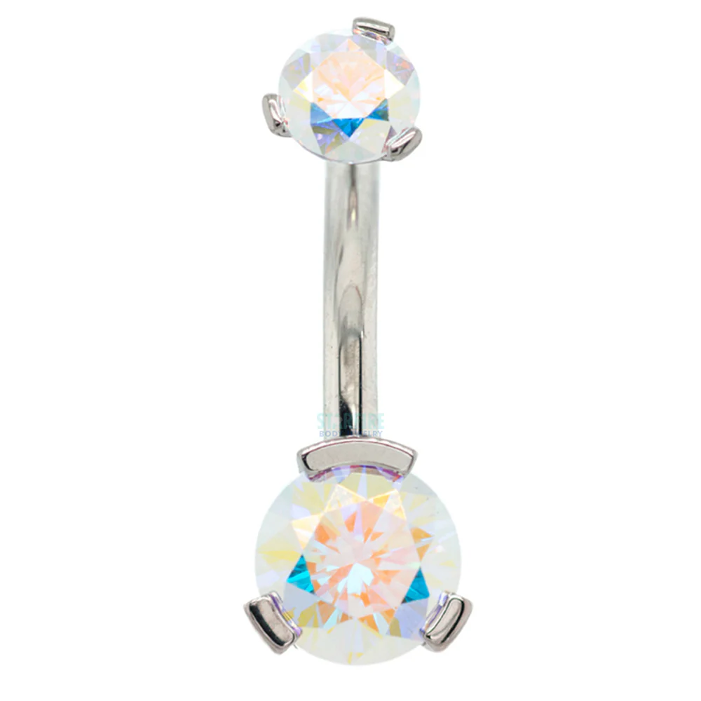 3 Prong-Set Faceted Gem Navel Curve - Image 36