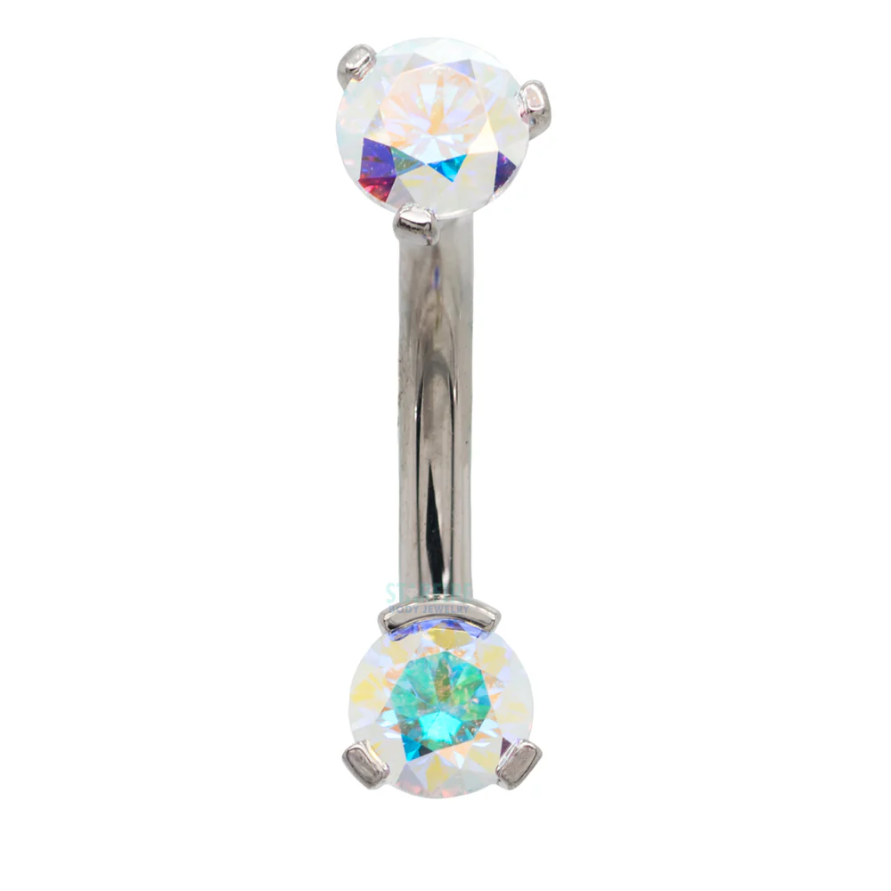 3 Prong-Set Faceted Gem Navel Curve - Image 37