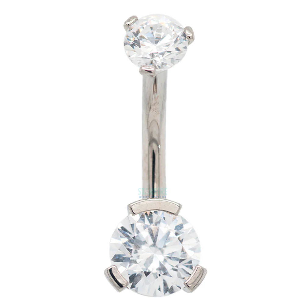 3 Prong-Set Faceted Gem Navel Curve - Image 4