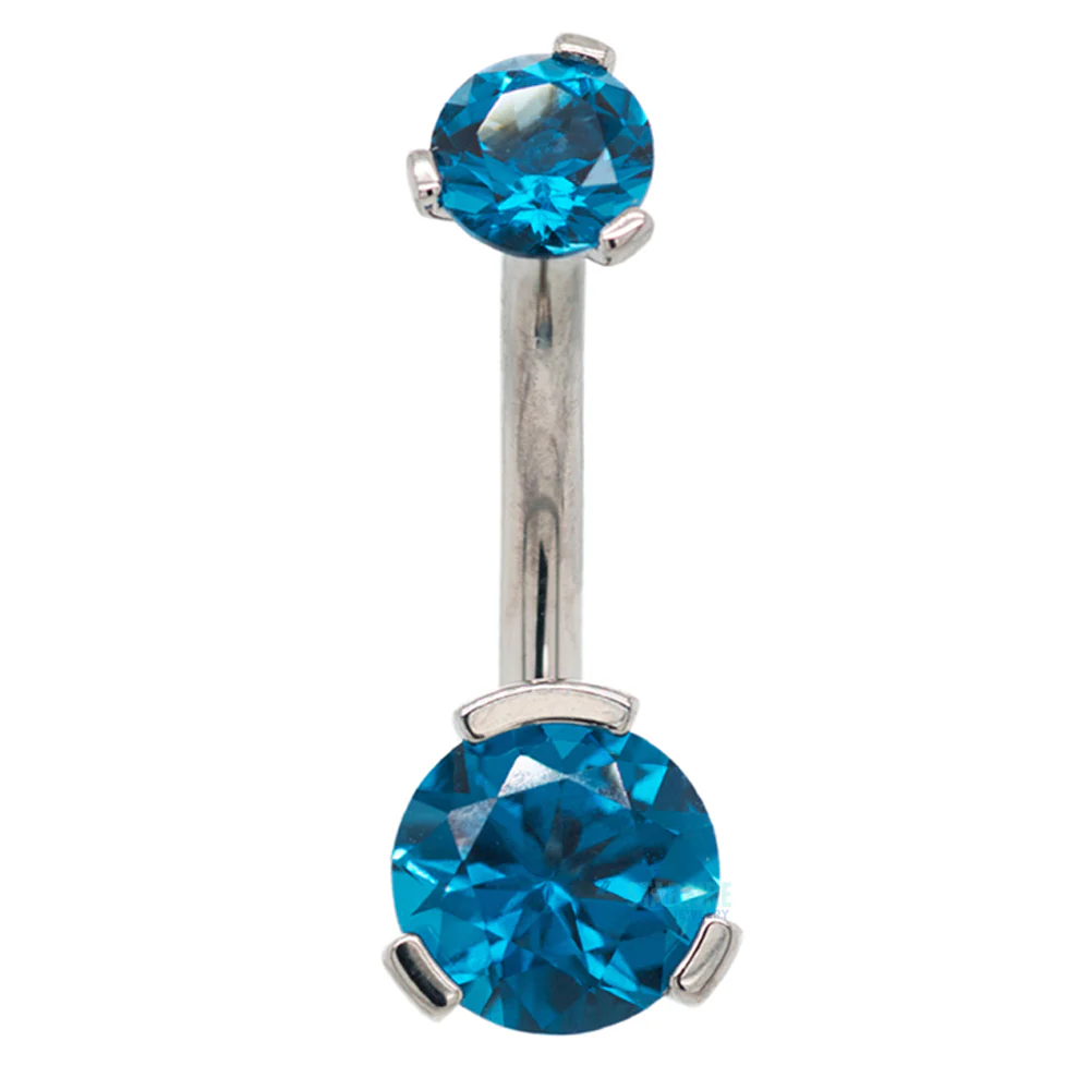 3 Prong-Set Faceted Gem Navel Curve - Image 40
