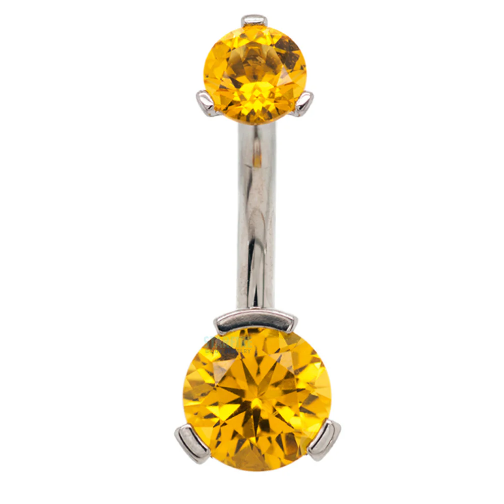 3 Prong-Set Faceted Gem Navel Curve - Image 42