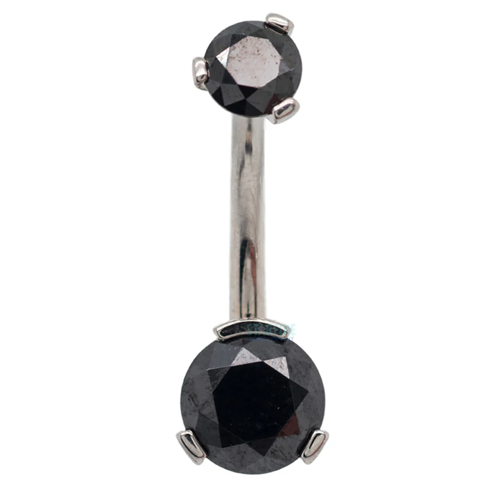 3 Prong-Set Faceted Gem Navel Curve - Image 43