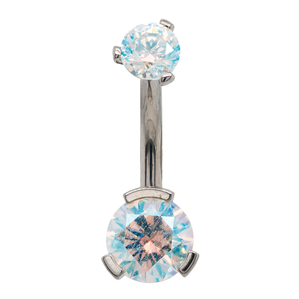 3 Prong-Set Faceted Gem Navel Curve - Image 47