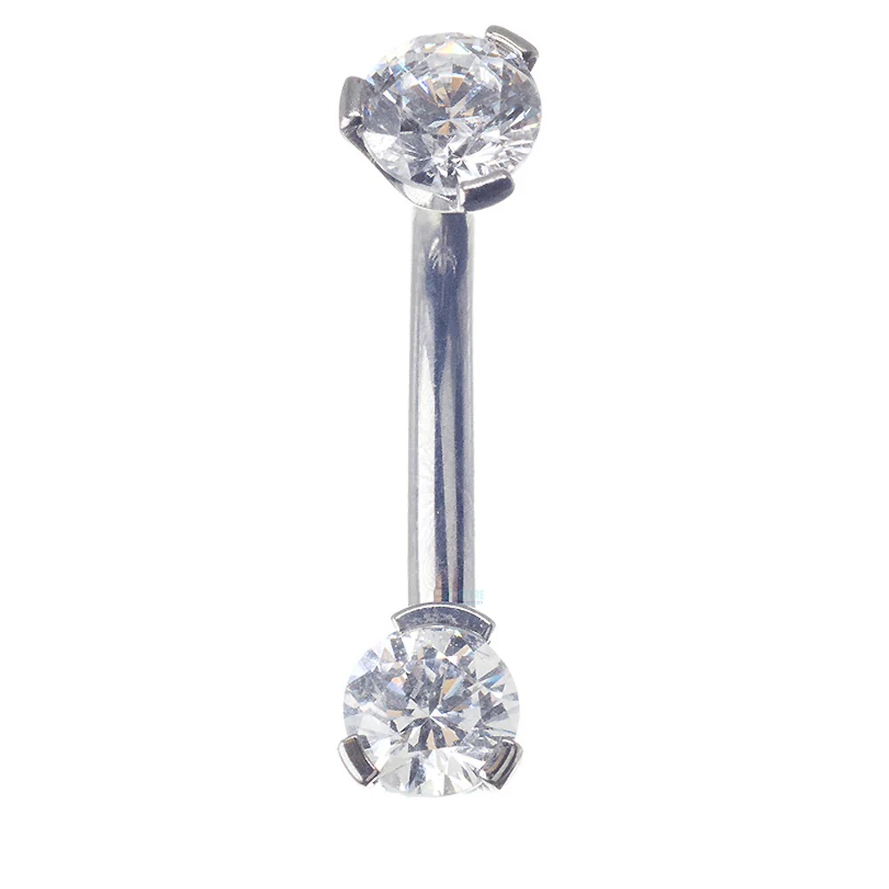 3 Prong-Set Faceted Gem Navel Curve - Image 5