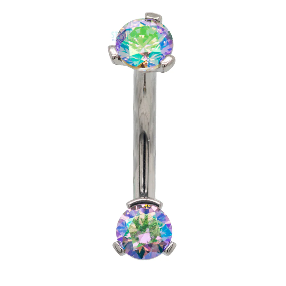 3 Prong-Set Faceted Gem Navel Curve - Image 50