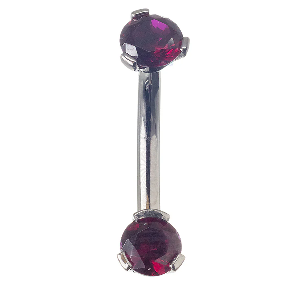 3 Prong-Set Faceted Gem Navel Curve - Image 7